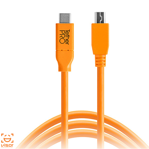 کابل تتر تولز TetherPro CUC2415-ORG USB Type-C Male to 5-Pin MiniUSB 2.0 Type-B Male Cable (15', Orange)