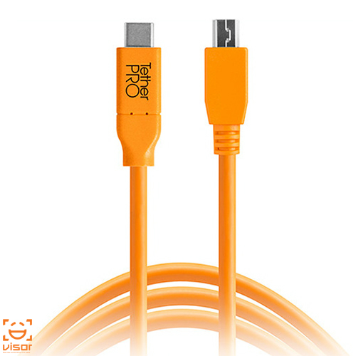 کابل تتر تولز TetherPro CUC2515-ORG USB Type-C Male to 5-Pin MicroUSB 2.0 Type-B Male Cable (15', Orange)