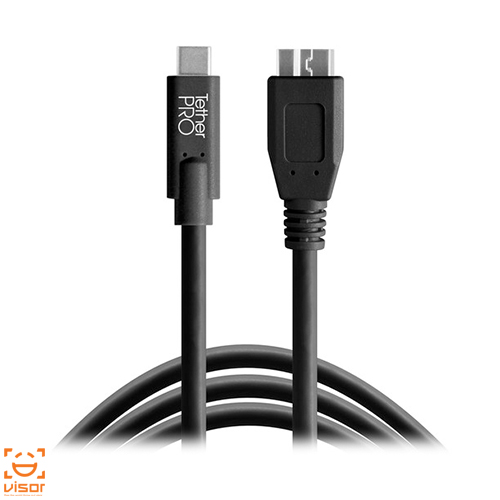 کابل تتر تولز TetherPro CUC3315-BLK USB Type-C Male to Micro-USB 3.0 Type-B Male Cable (15', Black)