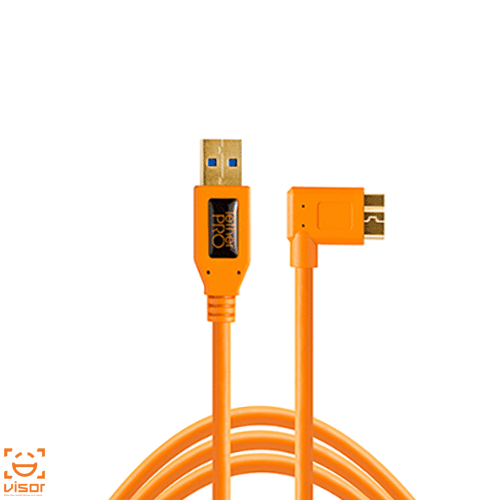 کابل یو اس بی Tether Tools CU61RT15-ORG USB 3.0 Type-A Male to MicroUSB Right-Angle Male Cable (15', Orange)